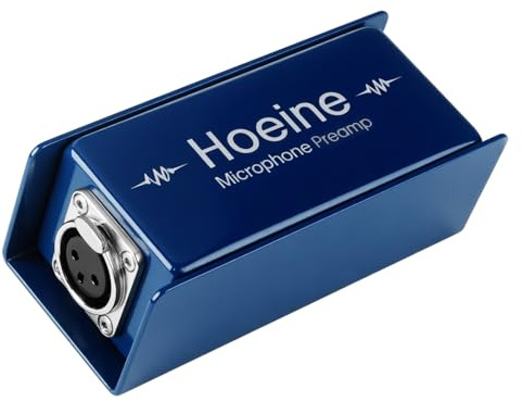 Hoeine Microphone Preamp, Mic Preamp Amplifier with 25dB Ultra Clean Gain for Shure SM7B & Electro Voice RE20, Phantom Power Mic Booster for Podcasting, Studio Recording and Live Streaming