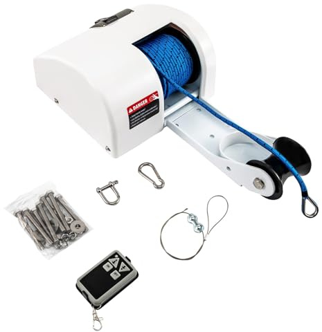 ZMJGLL Electric Anchor Winch w/Remote Control,Heavy Duty Marine Windlass Kit,Includes Braided Line for Secure Boat Anchoring,for Saltwater Use