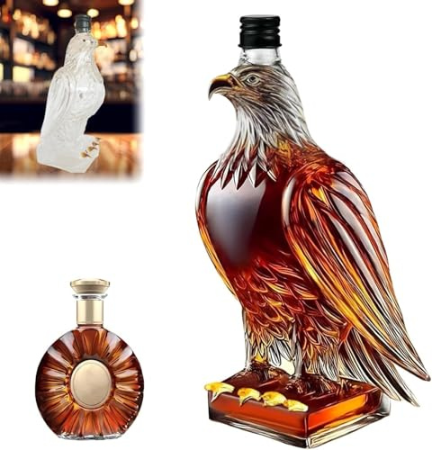 Livoravoli Eagle Whiskey Bottle,Glass Eagle Shape Decorative Bottle for Whiskey Lovers,Unique Decorative Glass Decanter,Wine Gifts for Lovers, Dad, Husband and Boyfriend