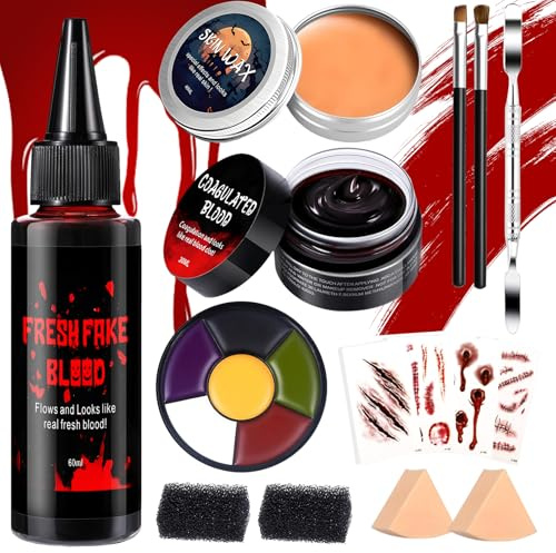 Set di trucchi per Halloween, trucco per Halloween, trucco per Halloween, per adulti e bambini, per vampiro, zombie, cicatrici, crosta, ferite simulate
