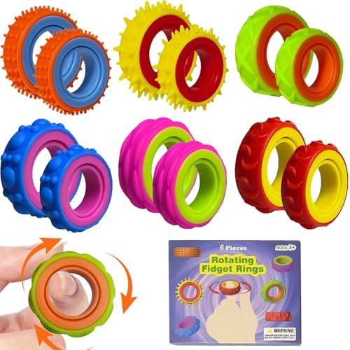 CWENDANER 12 Stück Fidget Toys für Kinder Anti Stress Spielzeug Ring Silikon,Stressring Anti Anxiety Toy ADHS Spielzeug,Beruhigend Bei Stress Angst