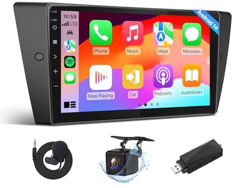 Eonon 9 Zoll Android 14 für BMW 3 E90 E91 E92 E93 (2005-2013) GPS CarPlay Android Auto Bildschirmspiegelung Bluetooth WiFi Radio USB EQ DSP Rückfahrkamera Autoradio + DAB Dongle