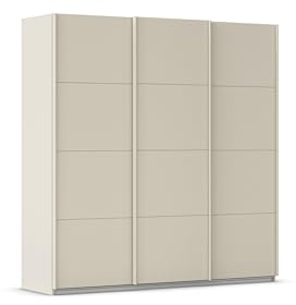 Rauch Möbel KULMBACH, Schwebetürenschrank, Farbe Beige, Breite 203 cm | Kleiderschrank mit Schwebetüren, Schiebetüren, 3-türig, Zubehör Basic, für Schlafzimmer, Jugendzimmer, Garderobe, Flur