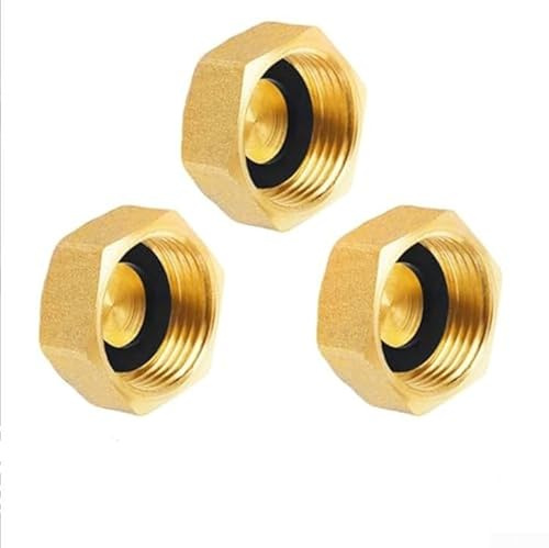 Lot de 3 bouchons d'obturation en laiton de 30,5 mm avec joint en caoutchouc pour sceller les robinets, les valves de radiateur, les connexions de machine à laver et les minuteries de jardin
