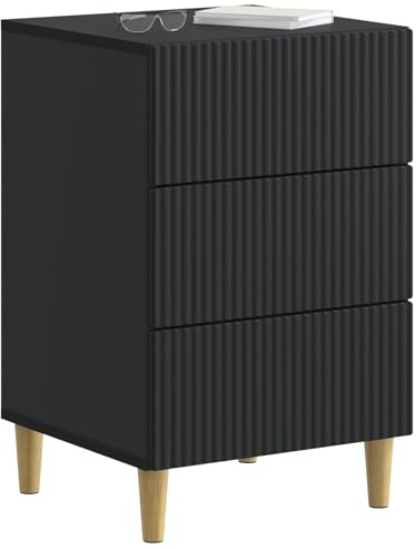 vidaXL Nachttisch Schwarz 43 x 41 x 66,5 cm Holzwerkstoff, Stylisches Schlafzimmermöbel, Vintage-Nachtisch, platzsparender Tisch für Stauraum, vielseitig nutzbar
