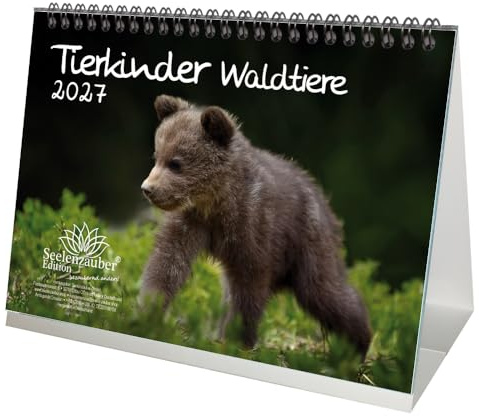 Tierkinder Waldtiere DIN A5 Tischkalender für 2027 Tiere im Wald - Seelenzauber
