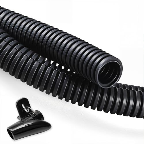 ZhiYo 20FT 1/2” Wire Loom Split Tubing Auto Wire Conduit Flexible Cover | High Temperature Heat Resistant -40F to 257F | Plastic Cover for Electrical Wires & Cables, Black