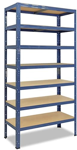 shelfplaza® 230x30x50cm HOME Schwerlastregal blau/Metallregal mit 7 Böden/Kellerregal Metall, Garagenregal, Werkstattregal oder Regal Lagerregal/Steckregal Metall mit 125kg Tragkraft