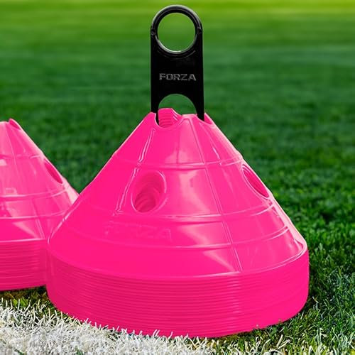 FORZA SuperCone Plots XL pour l’Entraînement de Football (Choix de Couleur) (Rose)
