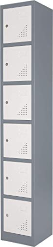 The Workplace Depot 6 Door Heavy Duty Metal Locker – Durable Grey Steel Storage Solution for Offices and Warehouses (6 Door, Grey)