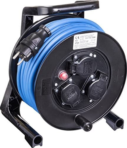 JUMBO® XS Kabeltrommel mit 3 Steckdosen H07RN-F Leitungsfarbe blau, Querschnitt 3 x 1,5 mm², Länge 25 m