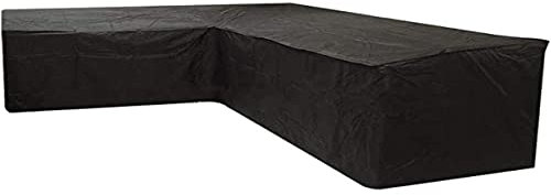 Housse Canapé d'angle de Jardin Imperméable Bâche de Protection Salon en Forme L Anti-UV Couverture de Meuble Extérieur pour Jardin Terrasse (270X270X90CM, Noir)