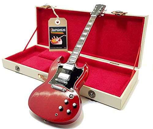 mini guitar ACDC angus young sg replica model + hard case box miniature in scala 1:4 chitarra miniatura con custodia da collezione gadget rock memorabilia