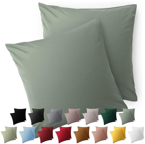 Blumtal Kissenbezug 40 x 40, 2 Stück - Oeko-TEX zert. Kissenbezüge 100% Mikrofaser in extra weich & waschmaschinenfest - Bezug Kissen 40x40 Summer Green