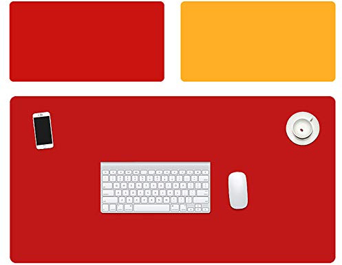 Red and Orange Double Sided Leather Fabric Pad Mouse Pad Waterproof 400×800×2MM Laptop Desk Cover Protector