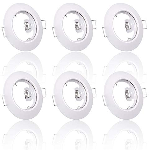 6x Einbaustrahler IP20 mit GU10 Fassung RUND weiß Einbauspot Einbauleuchte Rahmen Rostfrei Deckenspot Strahler Spot 863A-TP