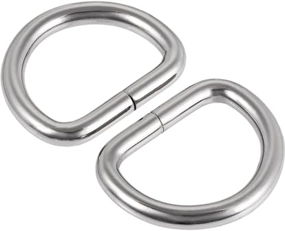 sourcing map Metall D-Ring Silber 0,98(25mm) 12Stk | D-Ringe Schnalle für Hardware Taschen Gürtel DIY Zubehör