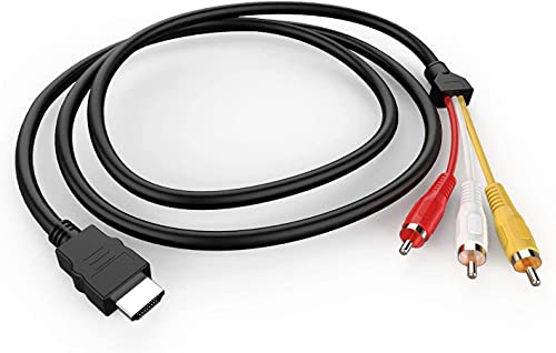 Eanetf Cable HDMI a RCA, 1080P de 5ft / 1,5 m HDMI macho a 3-RCA de vídeo, audio, AV, cable adaptador para TV, HDTV, DVD