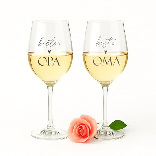 Weinglas Leonardo Set - Oma & Opa - Geschenkidee Individuelles Weinglas Set Großeltern Geburtstagsgeschenk