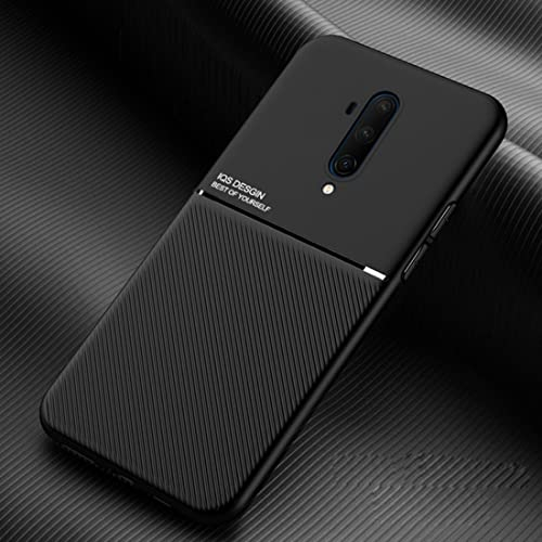 TIANCI Hülle für OnePlus 7T Pro, Textur rutschfest und Stoßfest Schutzhülle, [Hautfreundliches PU-Leder] [Ultradünnes TPU] Handyhülle für OnePlus 7T Pro-Schwarz