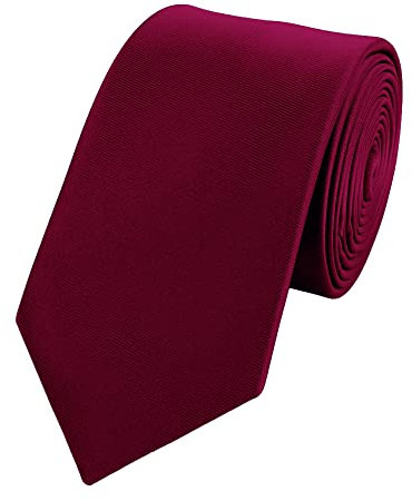 Fabio Farini - Herren Krawatte 6cm Breite einfarbig - elegante Unifarben Männer Schlipse für Arbeit Business Anzug Büro Rot Weinrot