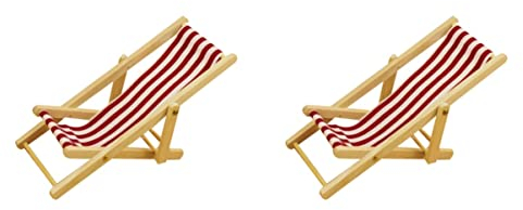 Toyvian Mini-Stühle 2st Liegestuhl Strandliege Stühle Strandkorb Für Minihaus Mini-strandkorb Stuhl Für Minihaus Hölzern Bambus Klappstuhl Liegen