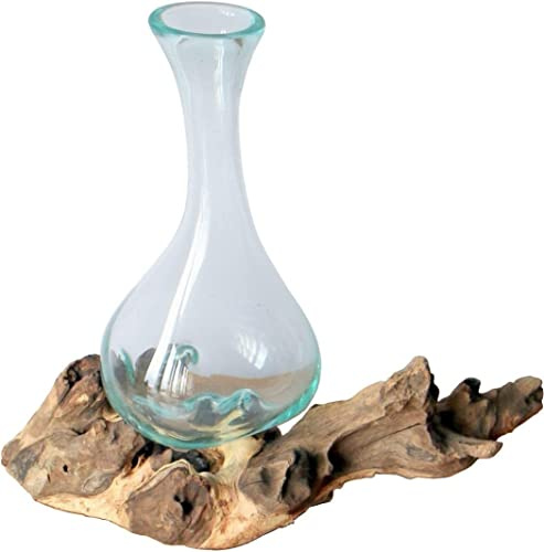 Wogeka - Glas Karaffe in Wurzel-Holz Gamal - 28-30 cm hoch im modernen Style aus Holz als Geschenk-Idee zu Weihnachten Geburtstag Dekoration Karaffe1