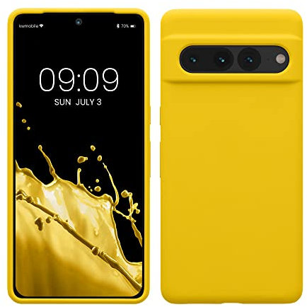 kwmobile Cover per Google Pixel 7 Pro Custodia - Back Case per Smartphone in Silicone TPU - Protezione Gommata - giallo radiante
