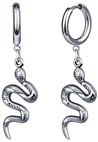 feilok Ohrringe für Männer Edelstahl Creolen Ohrpiercing Ohrstecker für Frauen mit Anhänger Schlange Huggie Hoop tragus