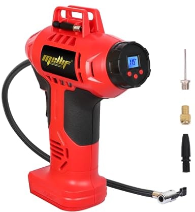 Tire Inflator Air Compressor, Mellif Portable Electric Pump Compatible with Milwaukee 18V Battery (Tool Bare), 160psi, Digital Pressure Gauge for Car, Bike, Ball