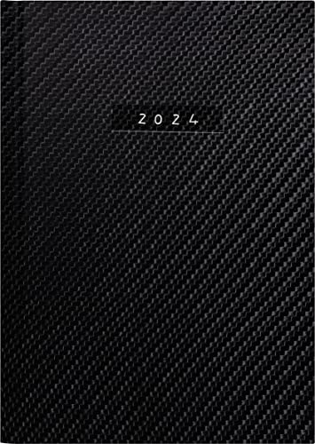 rido/idé Tageskalender „Carbon“ Modell Chefplaner 2024 1 Seite = 1 Tag Blattgröße 14,5 x 20,6 cm schwarz