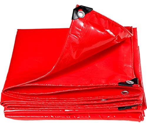 OKUOKA 0,45 mm rote LKW-Überdachungen, PVC-beschichtete Banner-Plane, regenfestes Tuch, Outdoor-Gartenmarkise, wasserdichtes Oxford-Wachstuch, Sonnensegel, 450 g/m2 (Größe: 3 x 5 m)
