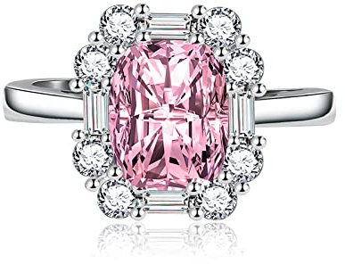 Zirkonia Damen Fancy Diamond Square Ring Kreatives Zubehör,Rosa Diamant,Verstellbare Öffnung