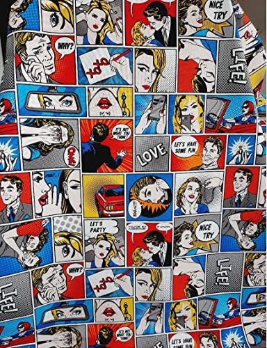 Dekostoff Comic Love Story +++ 140 cm breit +++ Meterware, ab 0,5 m +++ EUR 10,00/qm)