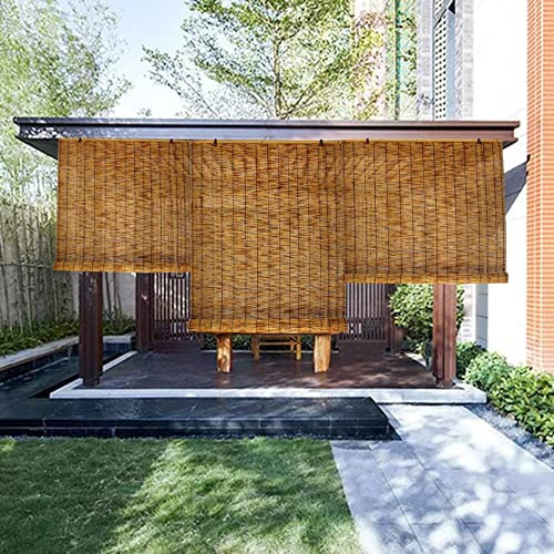 Tenda a Rullo per Esterno,Tapparella a Rullo in Bambù Avvolgibile,Tende Bambu,Tende Romane Tessute a Mano,Antivento E Traspirante,Tenda da Sole in Bamboo,per Porte Finestre Interni ed Esterni ( Size :