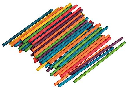 Rayher Palillos de madera, FSC 100%, 4mm ø, 10cm, bolsa 60uds, coloreado, 64581999