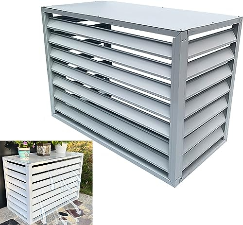 NUACOS Klimaanlage Abdeckung Zaun Klimaanlagen Rack Für Den Außenbereich Aluminium Schutzgitter Dekorativer Sichtschutz Zäune Jalousien Design Garten Balkon Lamellen Pflanzenregal,Weiß,A