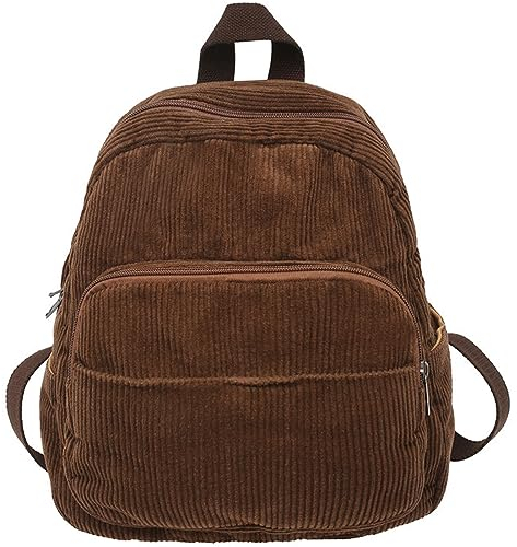 Makukke Rucksack Damen Klein, Cord Cityrucksack Rucksäcke Daypacks Damen Rucksackhandtaschen Rucksack Für Lässig Schule Travel Wandern Arbeit, Braun Rucksack
