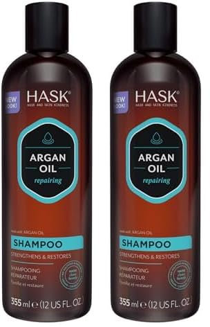 HASK ARGAN OIL Shampoo, Repairing for all hair types, color safe, and cruelty-free - 1 355mL Bottle, (Pack of 2)
