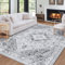LuxFocus Maschinenwaschbarer Tribal Teppich, Weiche Groß Schlafzimmer Teppiche Esszimmer Rutschfester Innenteppich für Wohnzimmer Bedruckter Fusselfreier Büro Apartment Wohnheim, Grau 200 x 290 cm
