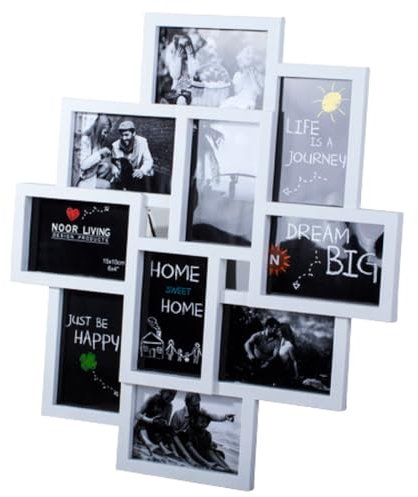 Cornice Tridimensionale 3D Multi Foto per 10 Fotografie Originali, Foto Famiglia Amore Cuccioli Cani Gatti, Formato 10X15 Cm, Stile Moderno Salone Parete, Appendere Salotto Camera Letto