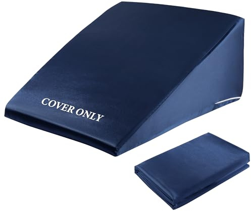 HOMBYS Satin Bed Wedge Pillow Cover Silky & Smooth Wedge Pillowcase 1 Pack 24x24x8, Soft & Breathable, Removable & Machine Washable-Zipper Design (Pillow Not Include),(Navy Blue, 24x24x8)