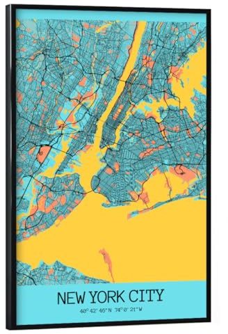 artboxONE Poster mit schwarzem Rahmen 60x40 cm Städte/New York New York City Stadtplan - Bild New York