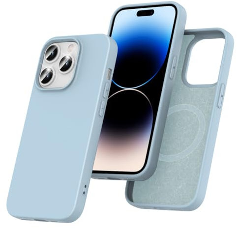 Garegce Magnetic Silicone Case for iPhone 14 Pro 6.1-Inch, Compatible with MagSafe Wireless Charging, Liquid Silicone Phone Case Cover Shockproof iPhone 14 Phone Case Soft Slim, Light Blue