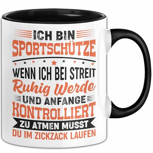 Sportschütze Tasse Geschenk Spruch Geschenkidee Geburtstag (Schwarz)