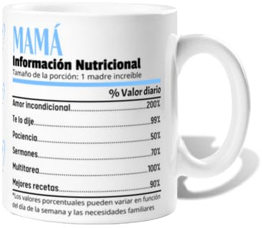 La Tostadora Tazas De Cafe Dia De La Madre Regalos Originales Para Mujer- Tazas Originales Para Regalar - Taza Mama Regalo Madre - Cosas Que Regalar a Tu Madre - Mama Informacion Nutricional
