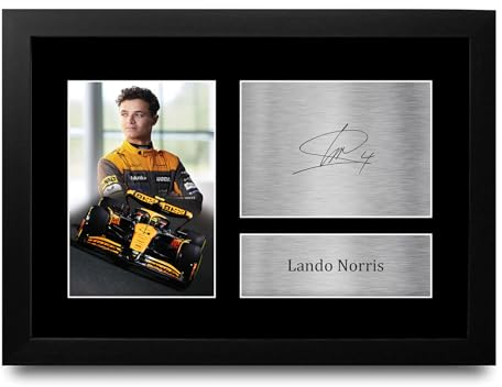 HWC Trading Lando Norris Geschenke Gedrucktes Signiertes Autogramm Foto für Fromula 1 und Motorrennen Fans - A4 Gerahmt