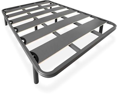 amuéblate online - Somier Reforzado de Láminas Anchas, Anti - Ruido, Estructura 40x30 mm con Juego de Patas Roscadas, Fuerte y Resistente 135x190