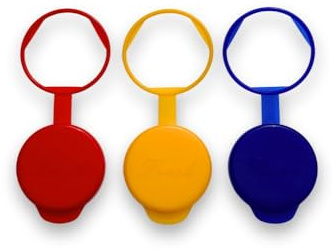 Milk Bottle Tops - 3 Pack of Primary Colours. Reusable Milk Bottle Tops - UK-Made. Durable, Eco-Friendly, Perfect Fit for UK 1-Pint Glass Bottles - Fully Recyclable Plastic Bottle Lids