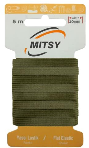 MITSY Reißfeste Gummiband Flachgummi zum Nähen Breit 10 mm 5 m Khaki | Gummibänder, Elastisch & Reißfest, Gummilitze für Handarbeit, Hosengummi, Basteln & DIY, Langlebig & Formstabil